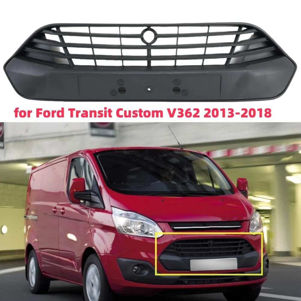 Front Bumper Upper Grille for Ford Transit Custom V362 2013 2014-2018 ABS Black 841591841Replacement Racing Grills BK21-17B968