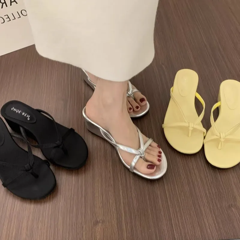 

Summer Women Fashion Slippers Female Casual Clip Toe Wedges Heel Dress Slides Ladies Outdoor Beach Vacation Sandalias Shoes