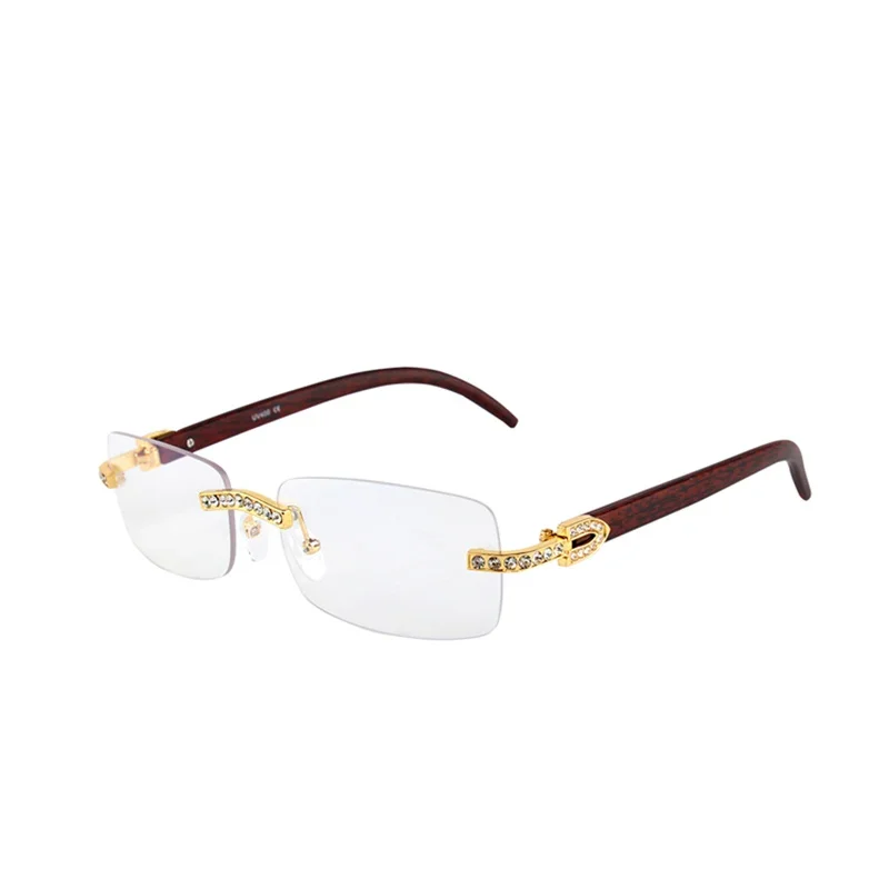 Kenbo Vintage Fashion New Brand Rimless Rhinestone Sunglasses Popular Diamond Metal Men Women Luxury Design Sun Glasses Unisex