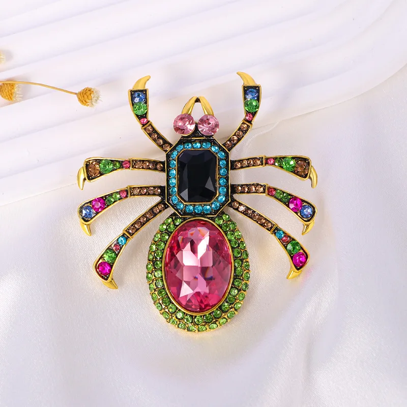 SKEDS Luxury Spider Big Sizs Rhinestone Classic Brooches Pins For Women Men Fashion Vintage Retro Insect Crystal Corsage Buckle