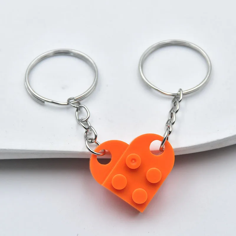Heart Keychain Small Brick Matching Pendant for Couples