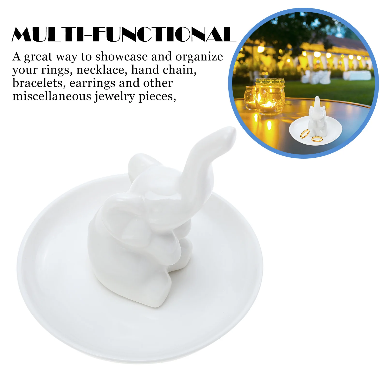 

Elephant Shaped Ceramic Jewelry Dish Organizer for Women Ring Necklace Bracelet Storage Tray Nightstand Bathroom Sink Decor