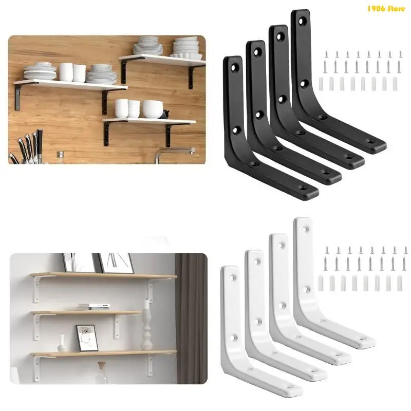 U1JB 4PCS شاملة L شكل Lape Lape Bracket بوصة عائمة الدعم الدعم لزاوية المشاركة لتركيب DIY مع المسمار