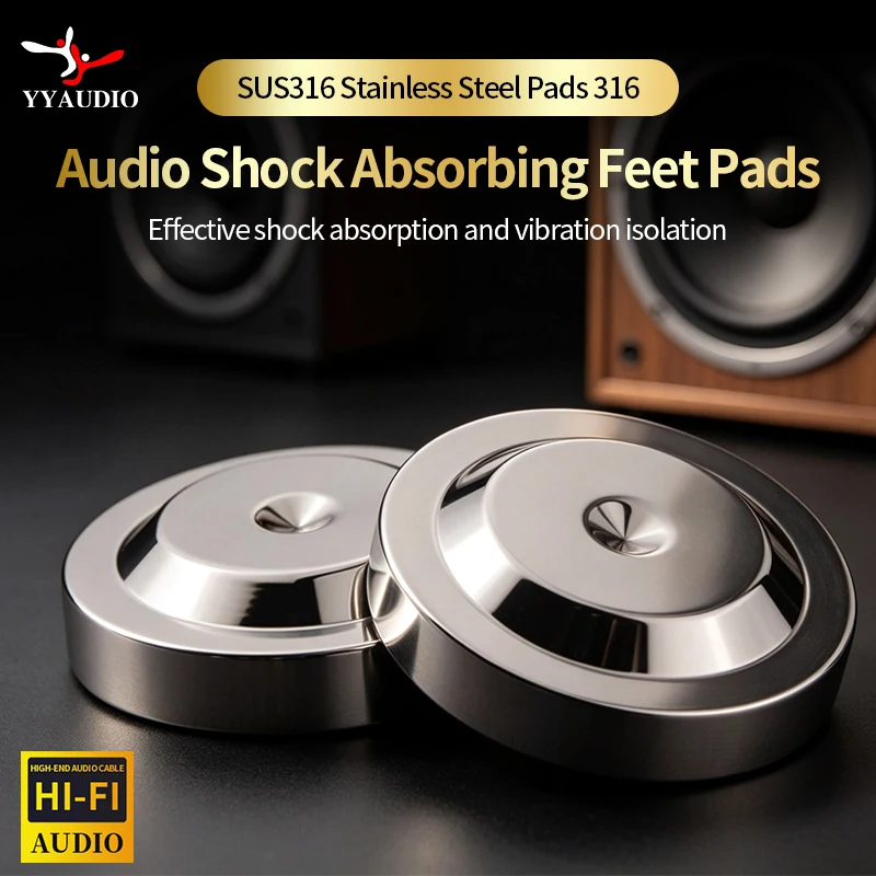 4Pcs Universal 316 Steel Speaker Spikes Pads Speaker Shock Base Pad Isolation Stand Feet Cone Base Mats Floor Disc