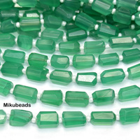 Natural Sweet Green Agate 4.5-7*7-10mm Faceted Irregular Shape Beads Shinny Stone For Jewelry Making DIY Bracelet Necklace