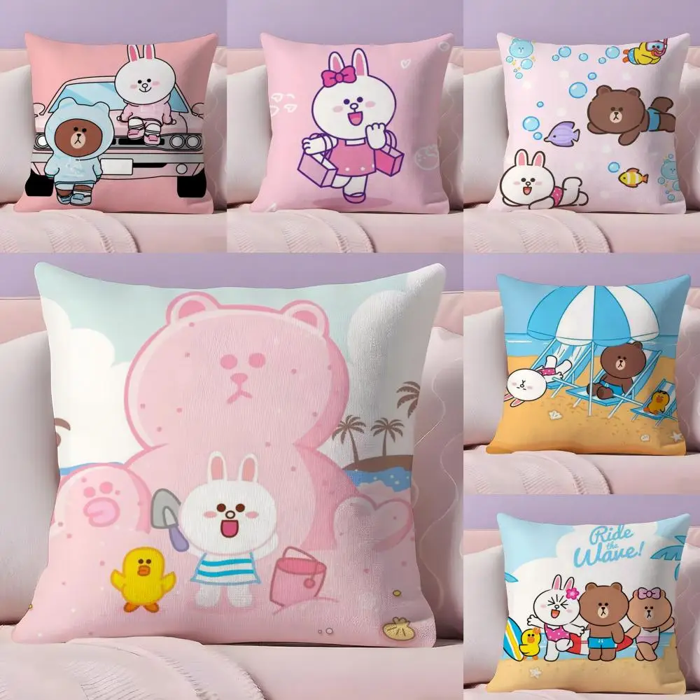 KINGDOM L-LINE F-Friends Pillow Case Plush Fabric Soft Double-Sided Printed Sofa Warm Winter Home Gift Cushion Cover