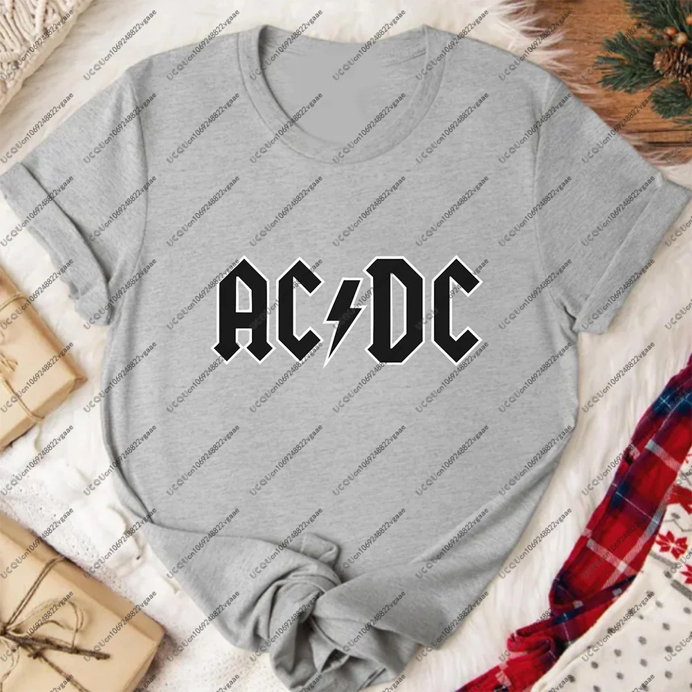 جديد فتاة تي شيرت المعادن الثقيلة الموسيقى الفرقة ريترو روك للجنسين المحملة القطن الحفل التيار المتناوب/تيار مستمر علوي اليوغا الكلاسيكية تي شيرت الشباب هدية مروحة ACDC