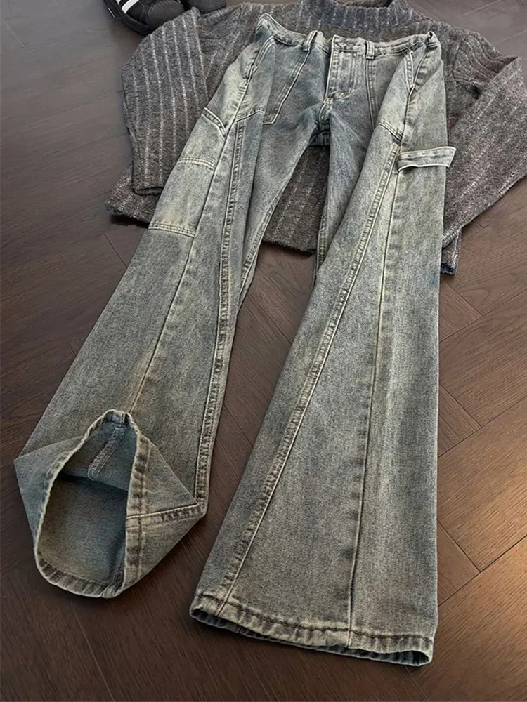 

Cleanfit Heavy Duty Deconstructed Workwear Jeans Men's Spring American Trendy Brand Washed Logging Pants Loose Straight Leg