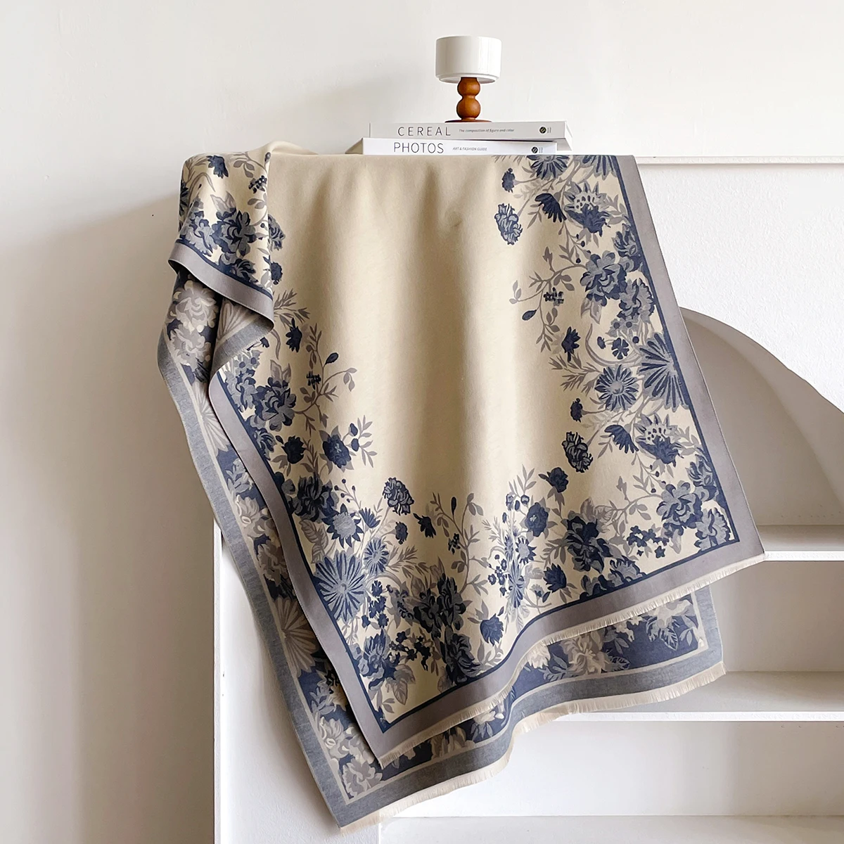 Brand Fashion Damen-Winterschal aus warmem Kaschmir – Pashmina-Schal mit Blumenmuster, dicker Schal, Wickel- und Poncho – Detail 18