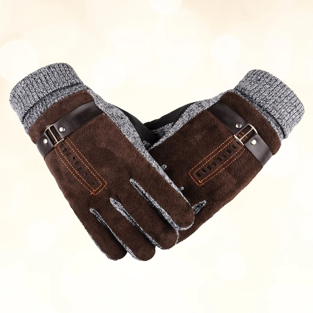 

Men'S Winter Gloves Warm Windproof Thermal Mittens Thick Fleece Lining Cold Proof For Dress Driving Cycling Motorcycle