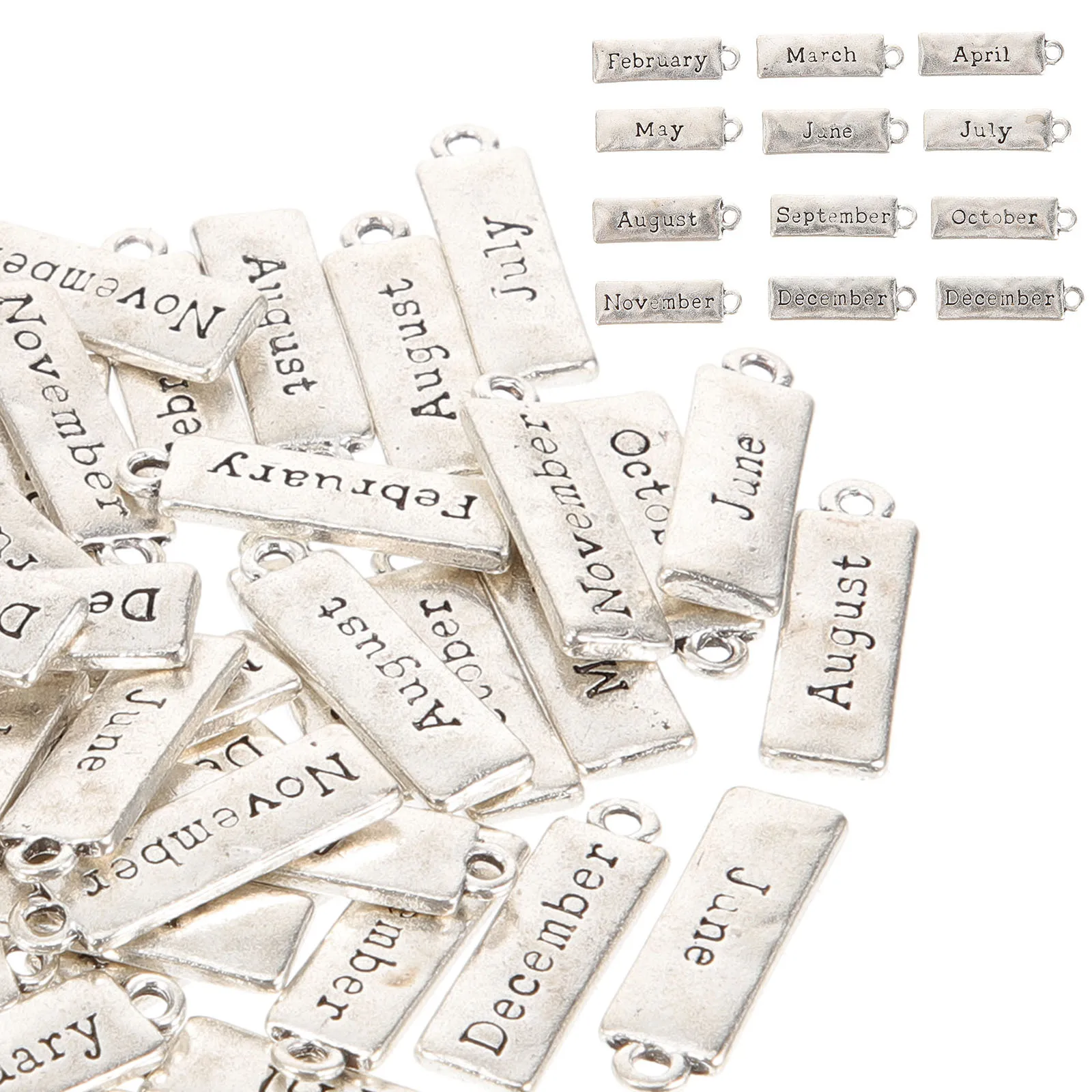 

50Pcs Twelve Month Alloy Pendants Jewelry DIY Accessories Lightweight Durable Charms for Necklaces Bracelets Keychains