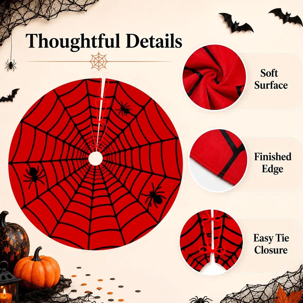 Premium Halloween Spider Web Mat Indoor Foam Round Floor Rug Spooky Haunted House Decor Circle Carpet Party Decoration Autumn Se