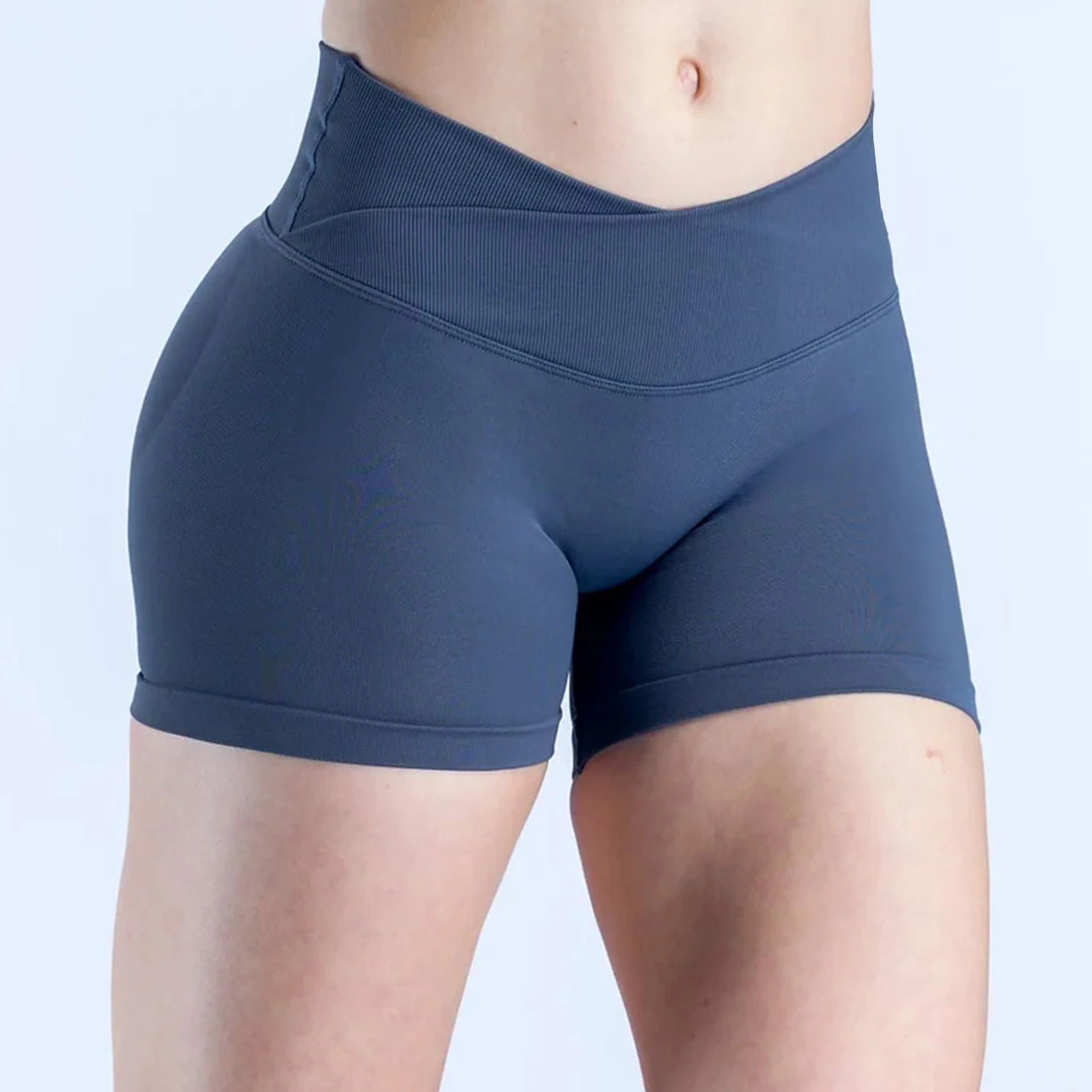 WAREBALL Short Gym Woman Front Cross Waist Fitness Training Seamless Running Butt Lifting Workout Leggings Cycling Sports Shorts