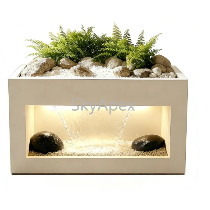 Stainless Steel Rectangular Circulation Plant Water Feature Flower Box Simple Modern Living Room Creative Lucky Deco Landscaping