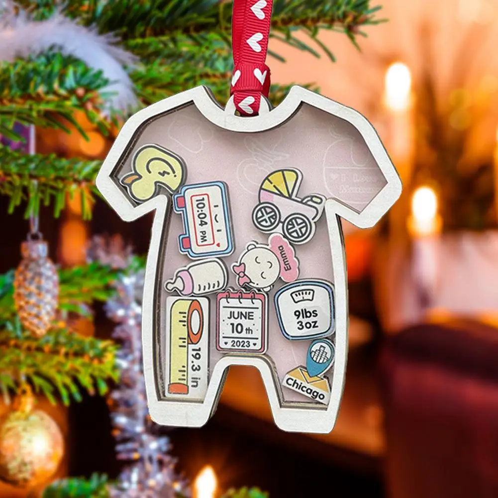 Acrylic Wood Christmas Ornament Heavy Duty Christmas Ornament Festive Baby First Christmas Hanging Decoration Ball for Xmas - Image 3