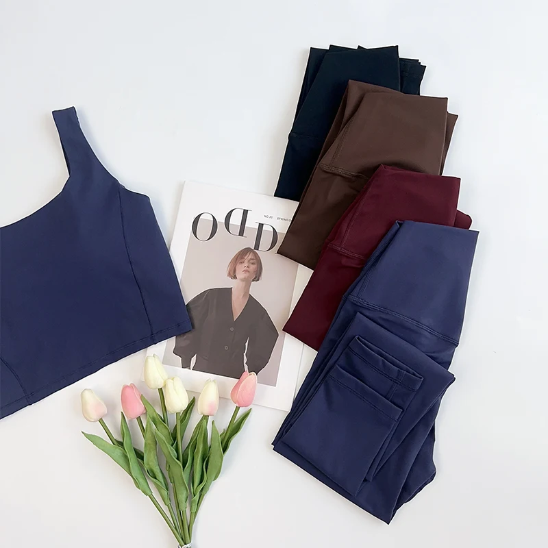 

2Piece Sports Underwear High Waist Hip Lifting Fitness Leggings Yoga Set Slim-fit Quick-Dry Comfort Running Yoga Casual Suits