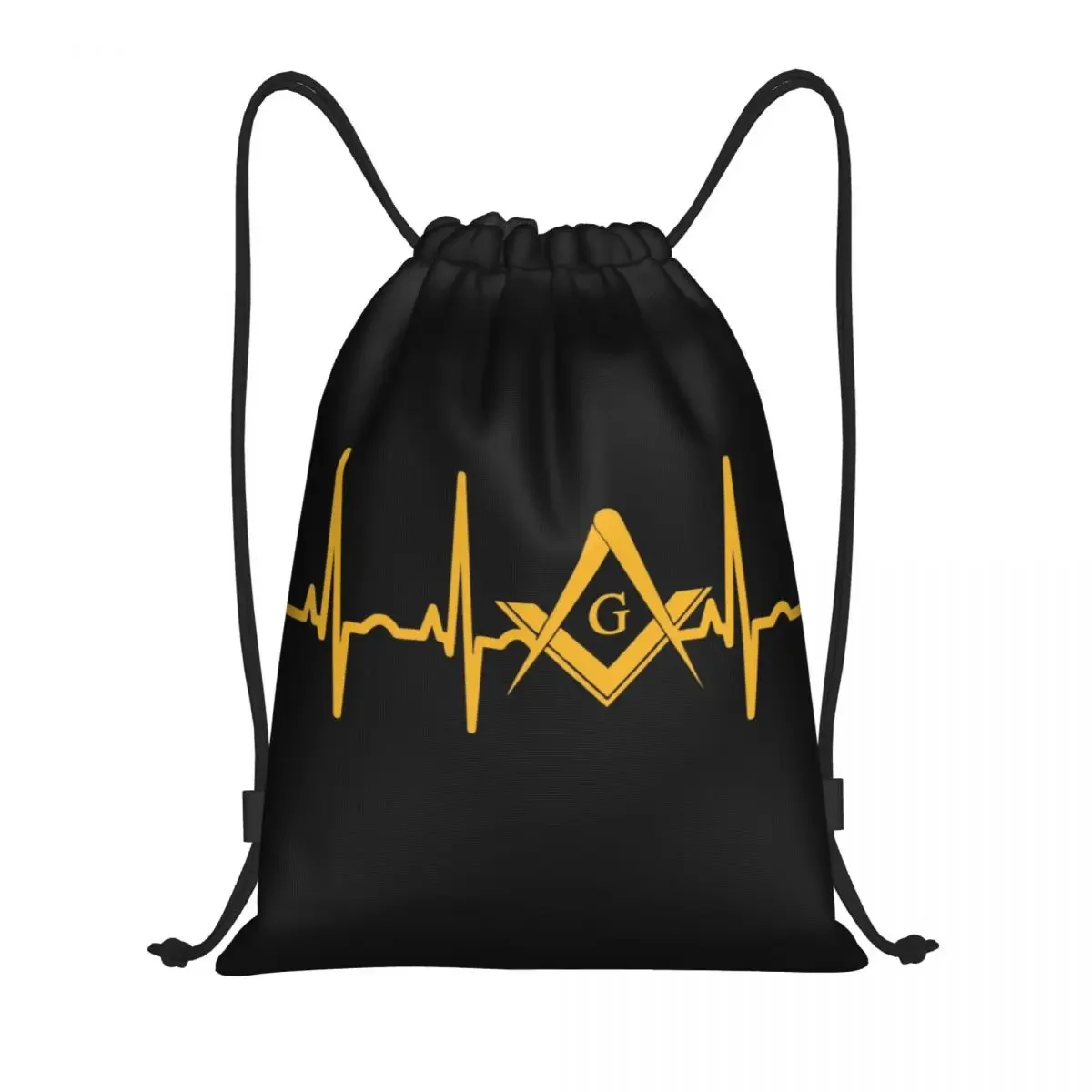 Heartbeat Freemason Drawstring Backpack Women Men Sport Gym Sackpack Portable Masonic Mason Shopping Bag Sack