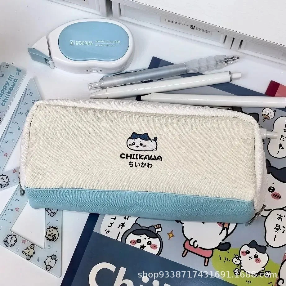 MINISO New kawaii ちいかわ pen bag large capacity cartoon ハチワレ stationery student storage bags anime girl\'s pencil case transparent