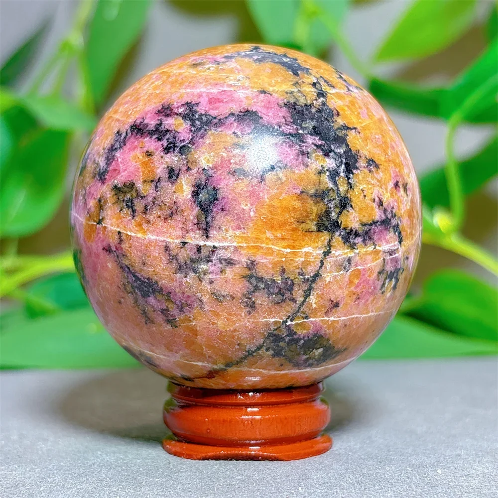 Rhodonite Sphere Crystal Natural Quartz Stone Home Decoration Minerals Reiki Craft Gifts Love Energy Healing Spiritual +Stand