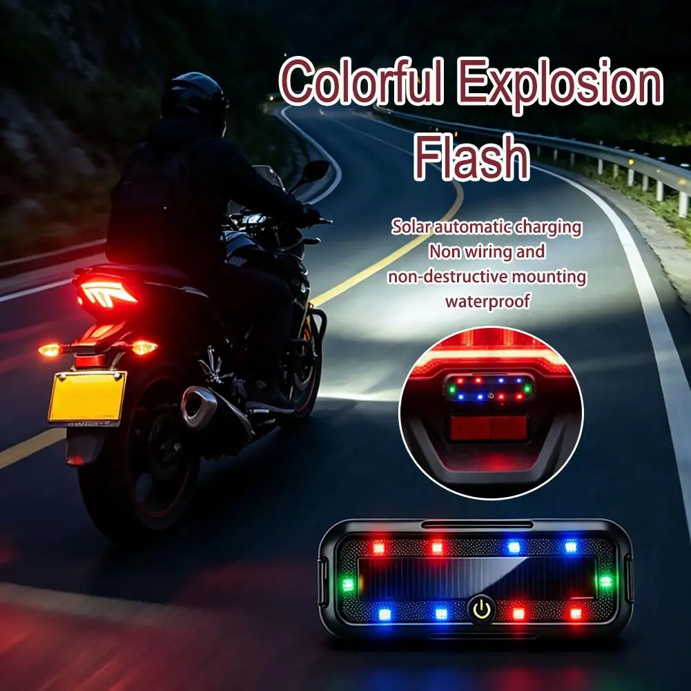1/2Pcs Electric vehicle solar warning flashing light, motorcycle anti rear end collision wireless car rear navigation light