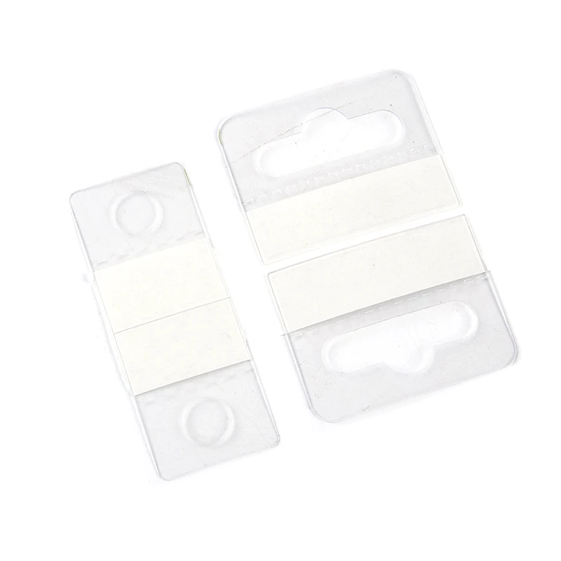 Ganchos de agujero de ranura de PVC, etiquetas adhesivas colgantes, caja de mercancía, caja de exhibición de gancho de bolsa, perchas transparentes de plástico, accesorios de caja de embalaje, 100 piezas