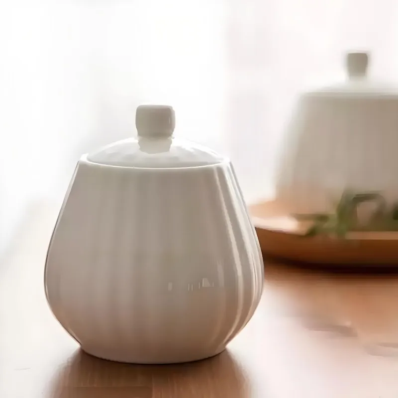 Plain white bone china cafe sugar bowl cream boat, pumpkin creative design, cafe milk jug, milk pitcher, coffee accessories