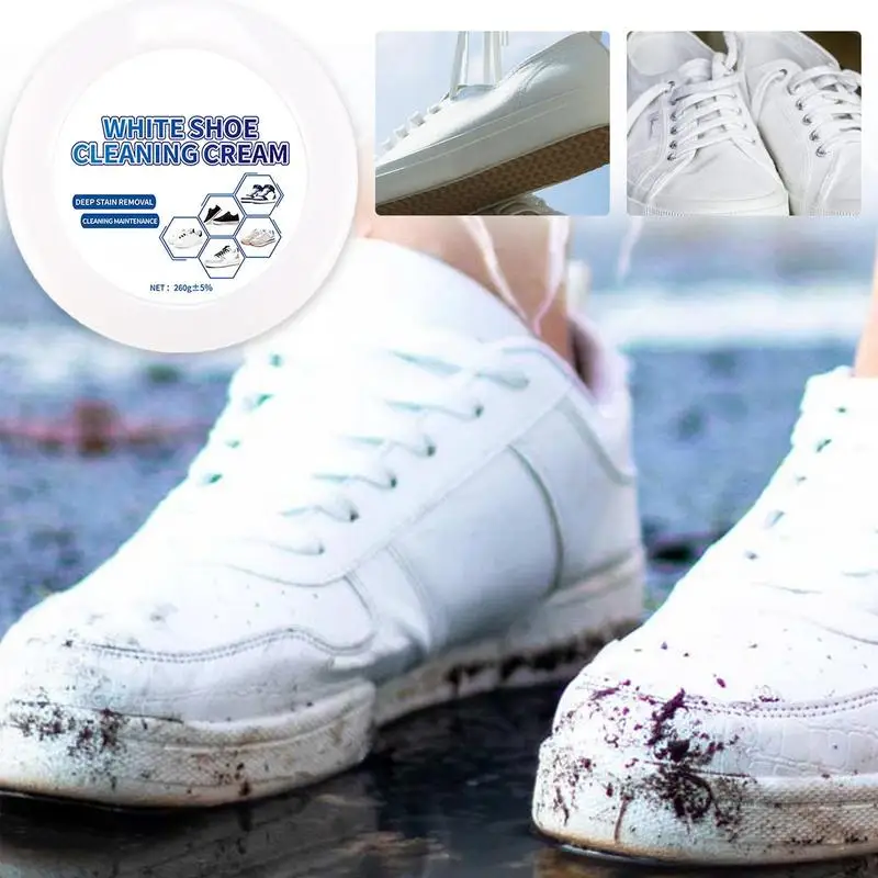 White Shoe Cleaner Cleaning Cream 260g Sneaker Stain Remover Multifunctional Shoe Polishes Heels Eraser For Running Boots