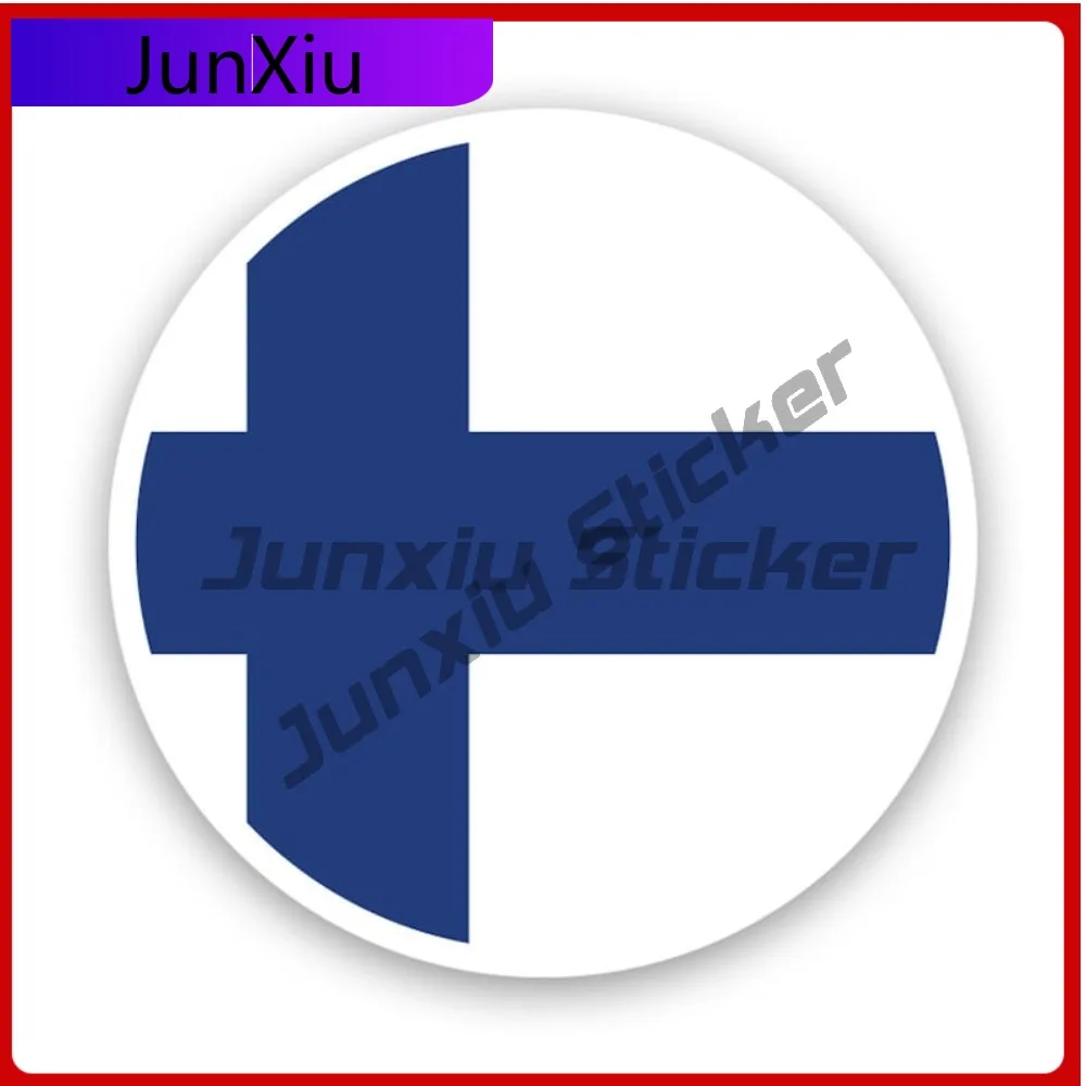 

Round Finnish Flag Stickerwaterproof Outdoor Decalsfinland Cool Laptop Waterproof Vinyl Decal For Car Windows And Trunks Sticker