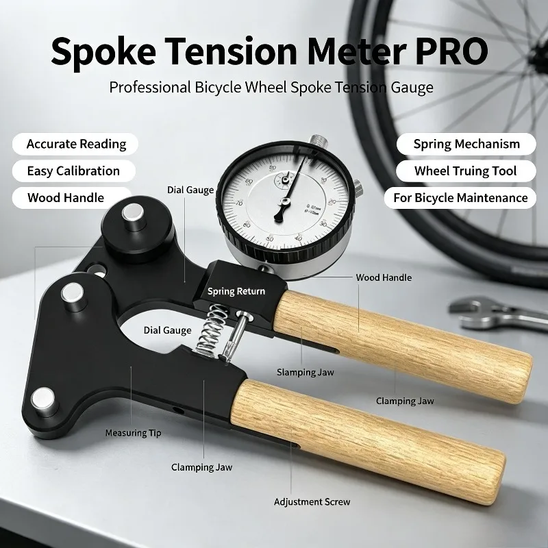 Pro Spoke Tension Measuring Unit for Mountain Road Bicycle Rim Truing & Wheel Correction