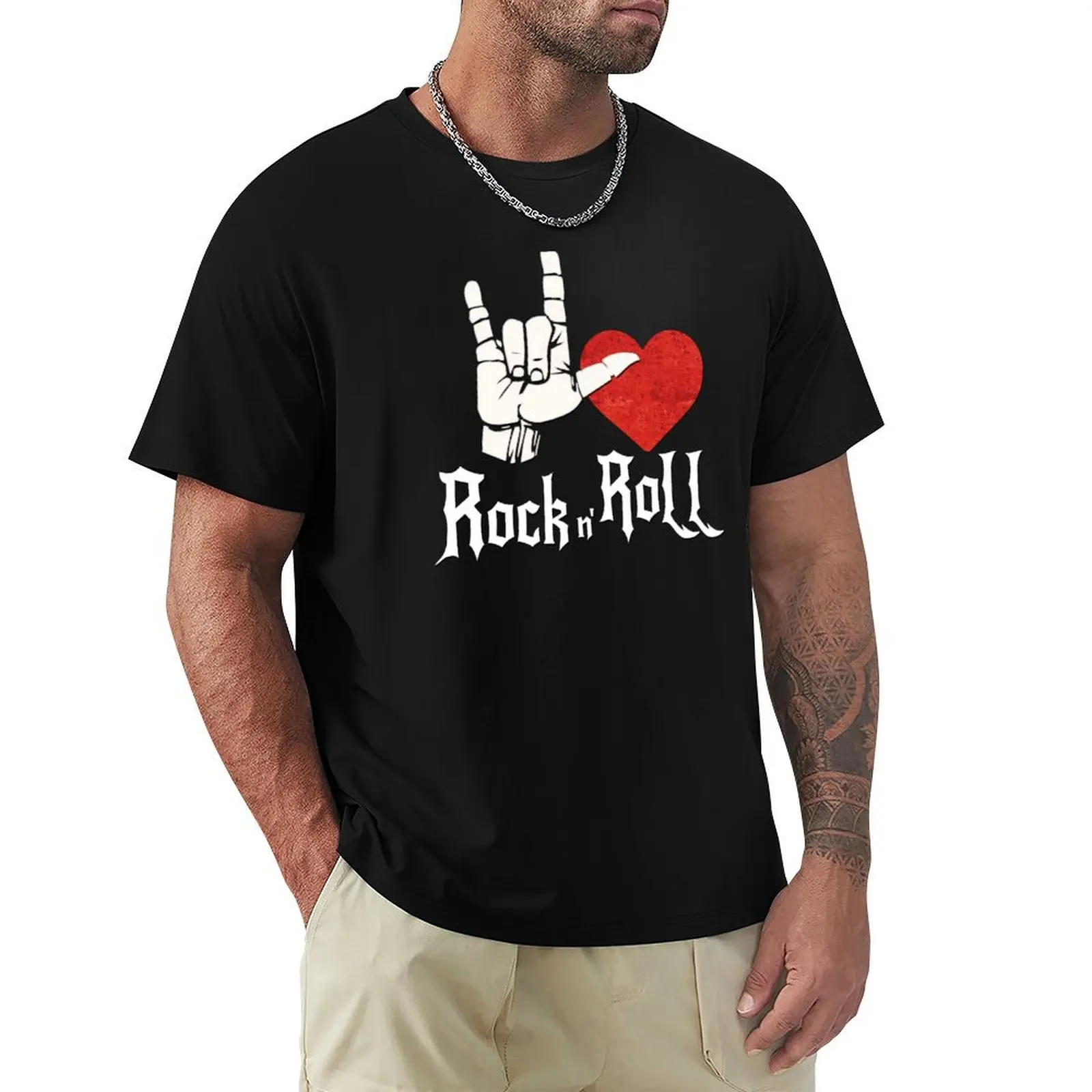 I Love Rock and Roll,Sign Language Gift T-Shirt t shirts for man cotton soft T-Shirt