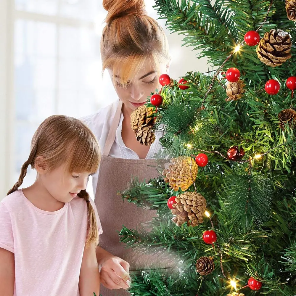 

Christmas Garland with Lights, Pinecone Red Berry Garland Lights Battery Operated,Christmas Decoration Indoor Outdoor Xmas Decor