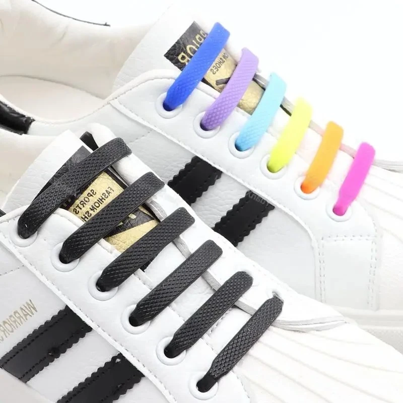 

12Pcs Stretch Silicone Shoelaces No Tie Shoe laces Elastic Laces Sneakers Kids Adult Rubber Shoelace One Size Fits All Shoes