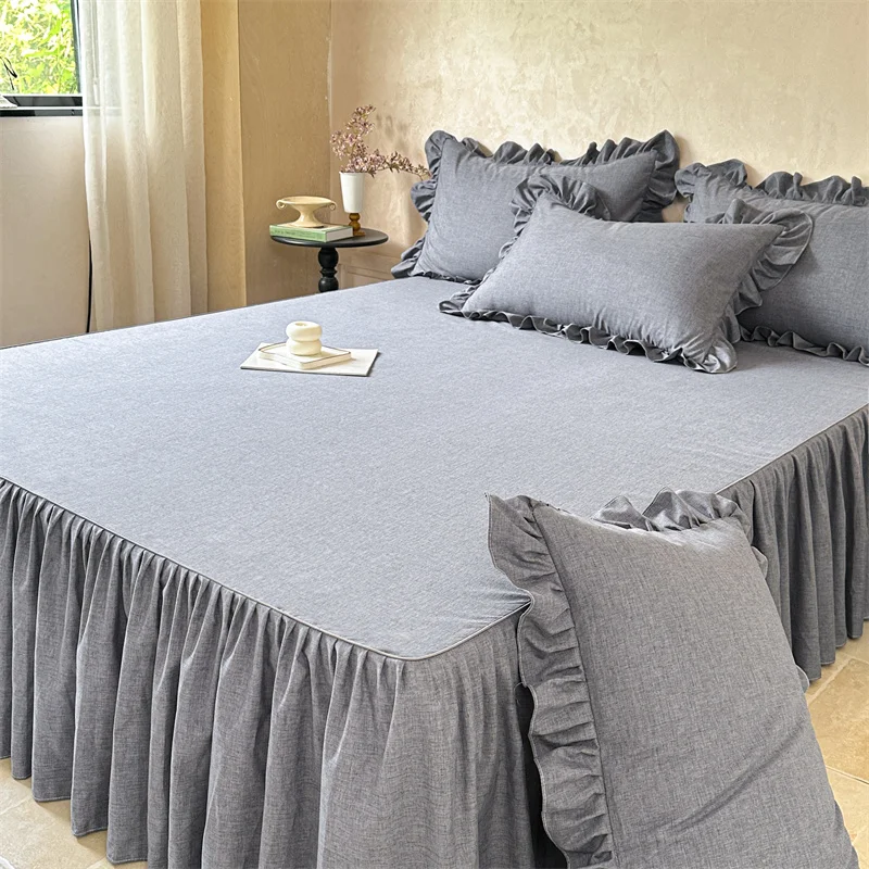 Faldón de Cama de Color Sólido, Cómodo y de Alta Calidad, Ropa de Cama, Tamaños Individual/Queen/King, Faldón de Cama Confortable