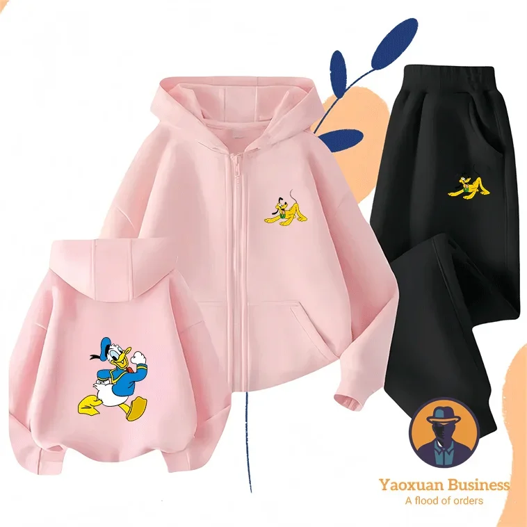 جديد ديزني كيدز ليتل بنين بنات زمم هوديي مجموعة لطيف الكرتون المطبوعة يندبروف الدافئة الخريف الشتاء جديد