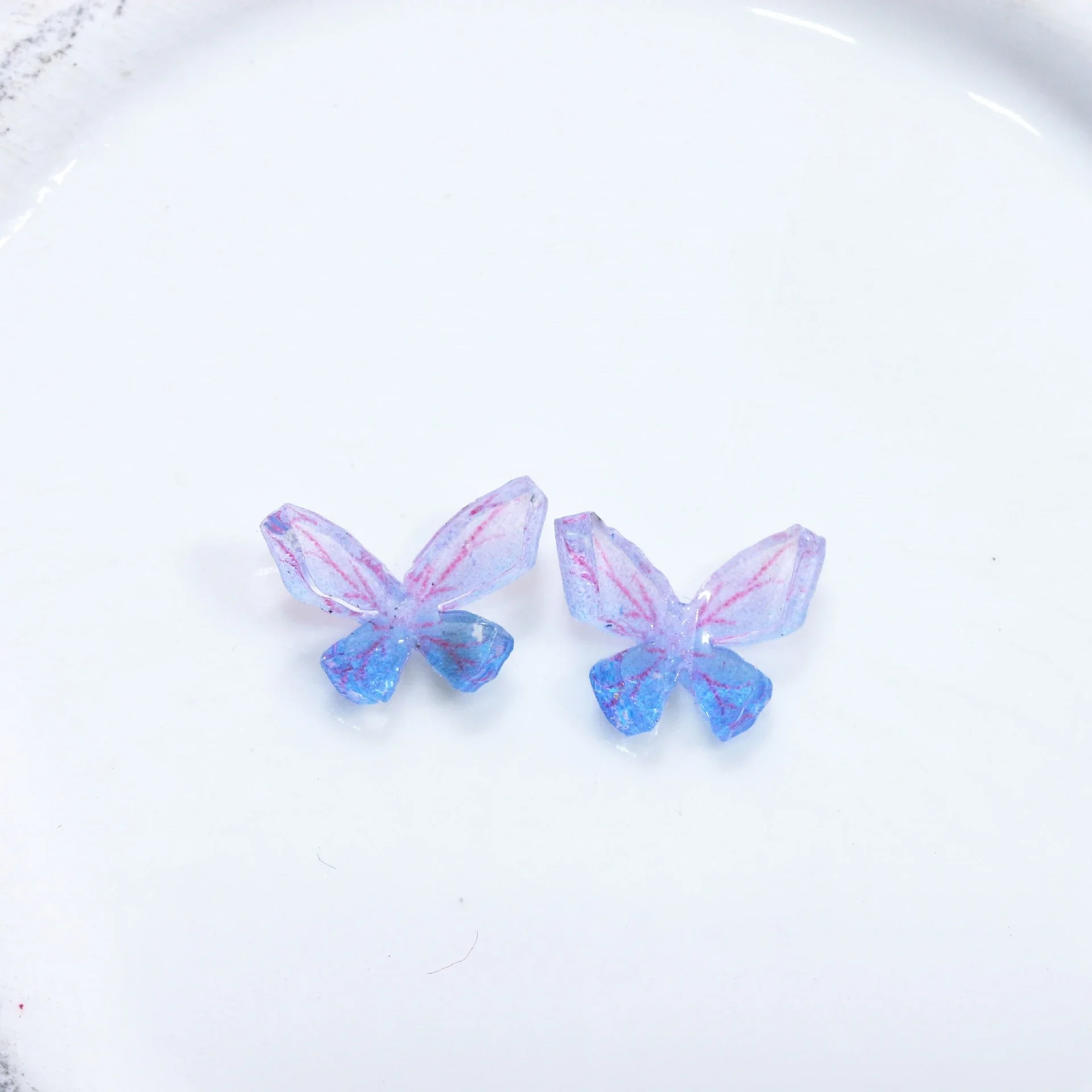 5Pcs Trend Gradient Pink Purple Resin Butterfly Pendant Charms for Earring Bracelet Making DIY Jewelry Accessory Finding