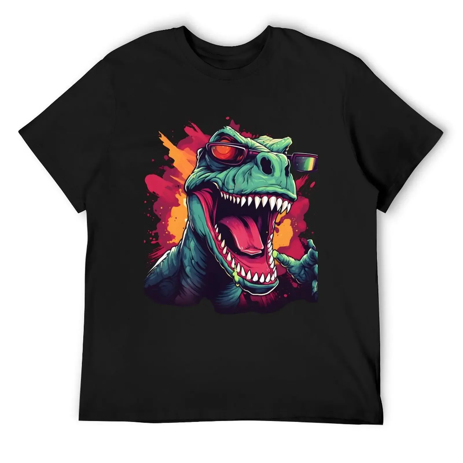 

Colorful Retro T-rex Dinasour T-Shirt street wear basketball graphic tees boys whites man clothes mens t shirts pack