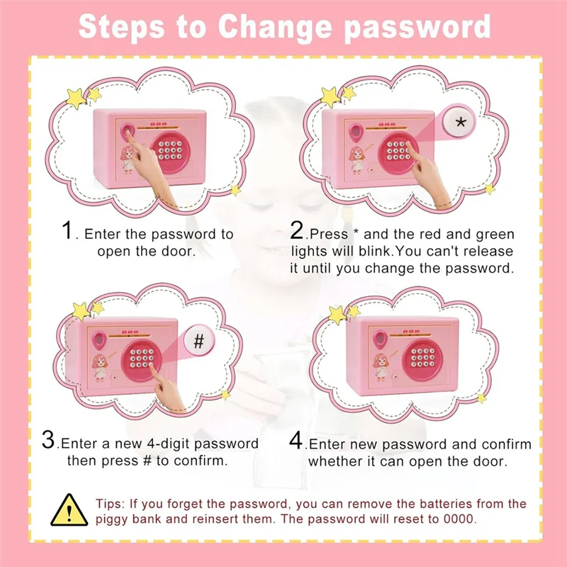 A45U Piggy Bank For Kids,Fingerprint Password Money Saving Box,Coin Bank Money Safe ATM Machine Gift For Birthday