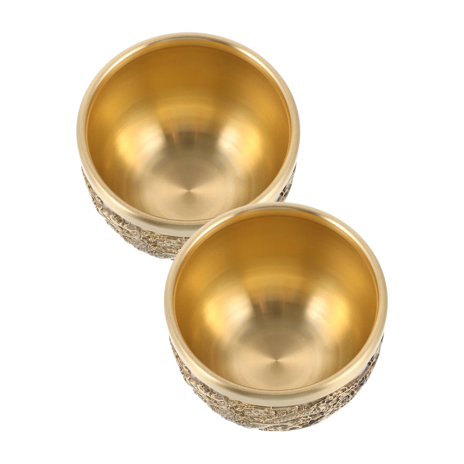 

2Pcs Retro Copper Tea Cup Heavy Duty Vintage Drinkware Unique Design for Home Office Cafe Decoration Gift Idea