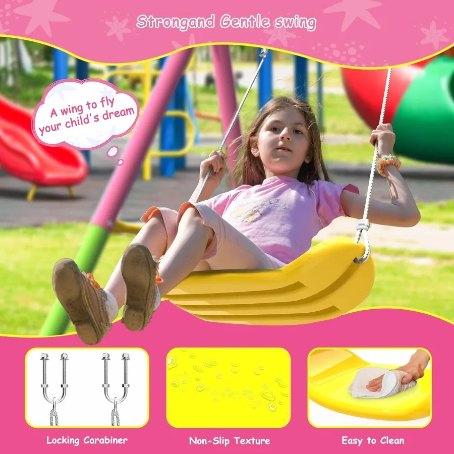 مجموعة أرجوحة خارجية معدنية شديدة التحمل لملعب الفناء الخلفي مع سعة أرجوحة حامل تصل إلى 440 رطل تتضمن مقعد واحد 32 و