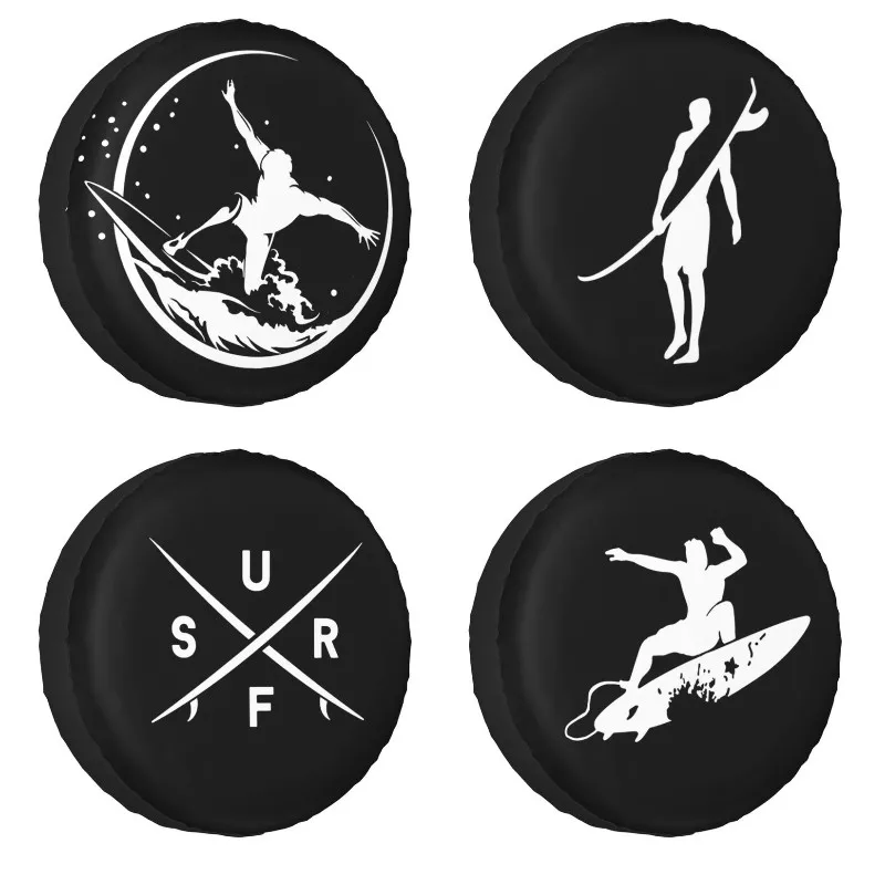 Surfer Surfing Wave Spare Tire Cover for Jeep Mitsubishi Pajero Extreme Sport SUV RV 4x4 Car Wheel 14