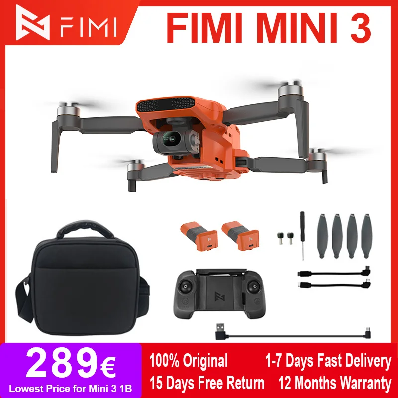 FIMI MINI 3 Drone 4K 60fps Camera 3-Axis Gimbal RC Quadcopter GPS FPV 9KM Range Dual Camera Mini Drone Under 250g