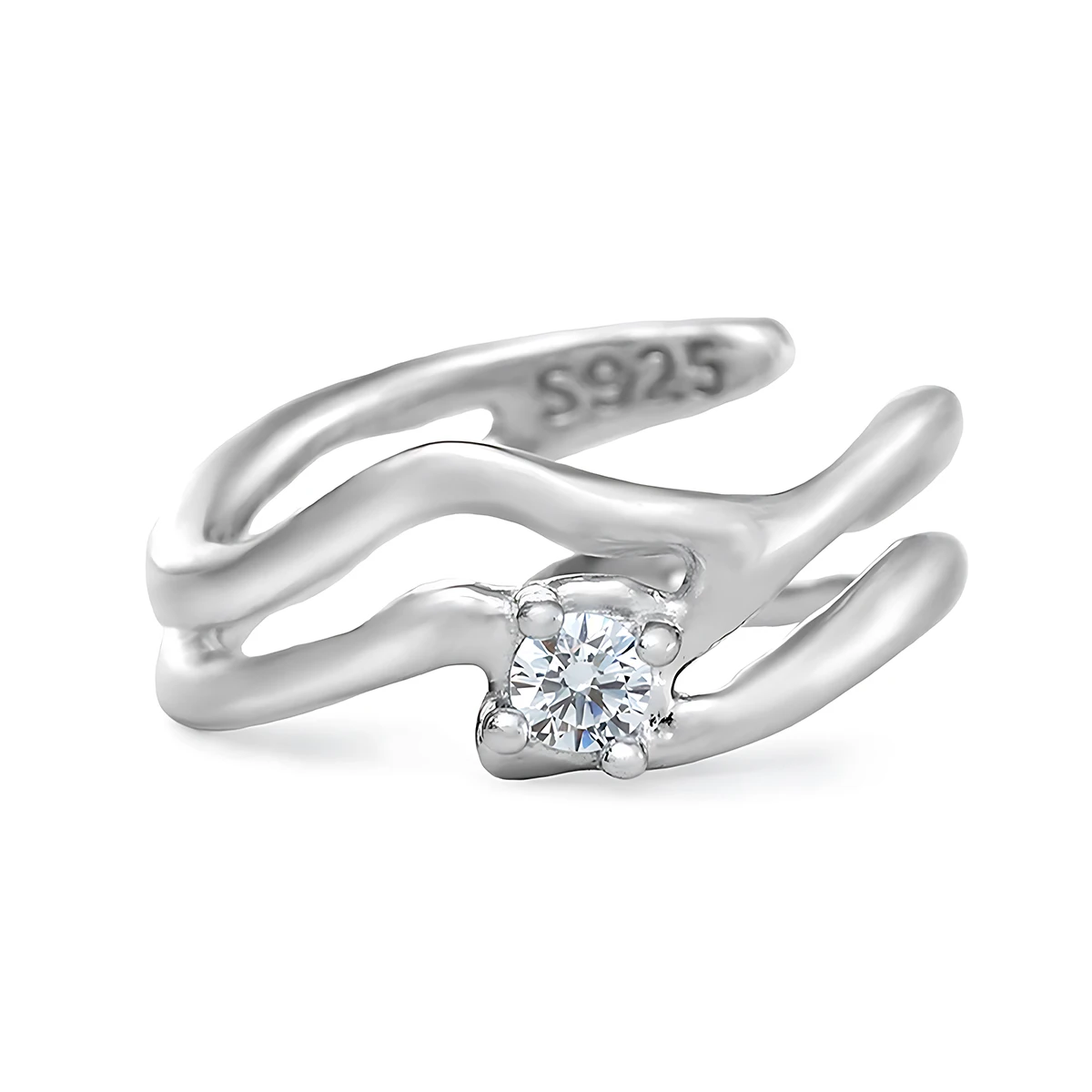 

Уникальное минималистское высококачественное открытое кольцо из стерлингового серебра S925 с инкрустацией цирконием для женщин