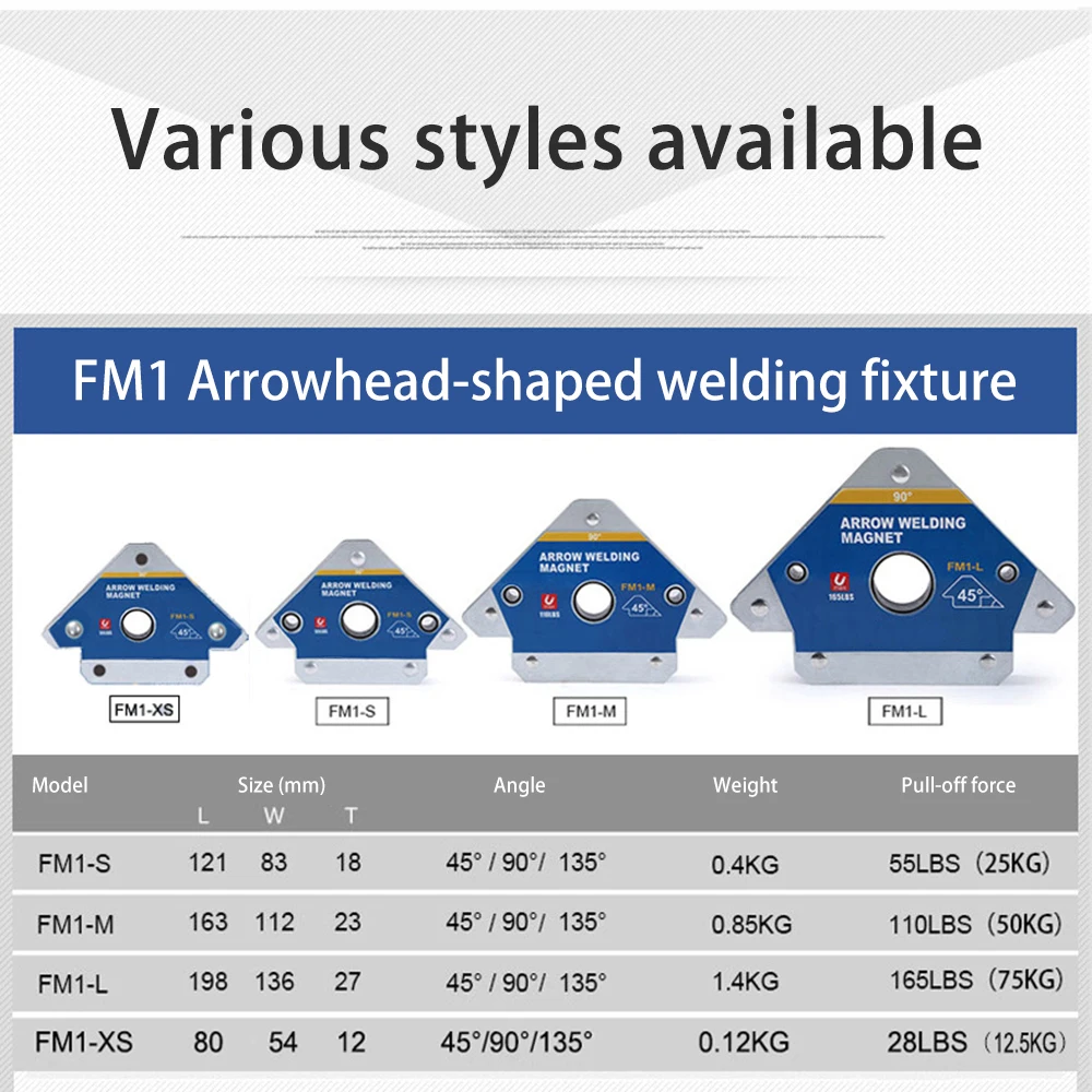 FM1-XS 2PCS Welding Positioner Magnetic Welding Holders Multi-angle Solder Arrow Magnet Weld Fixer Positioner Auxiliary Locator