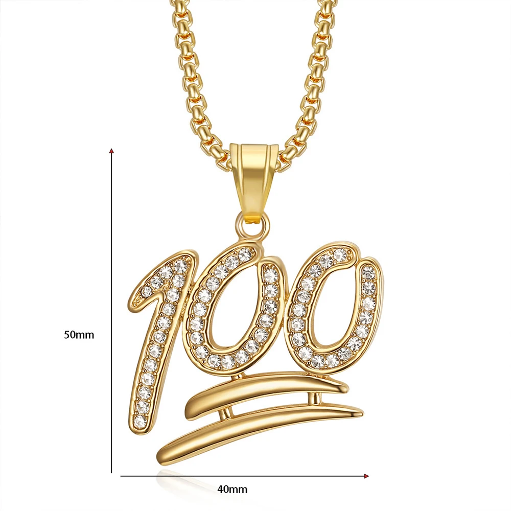 Anztilam No Fade 100 Points 316L Stainless Steel Iced Out Pendant with Long Link Chain Necklaces for Women Men Hip Hop Jewelry