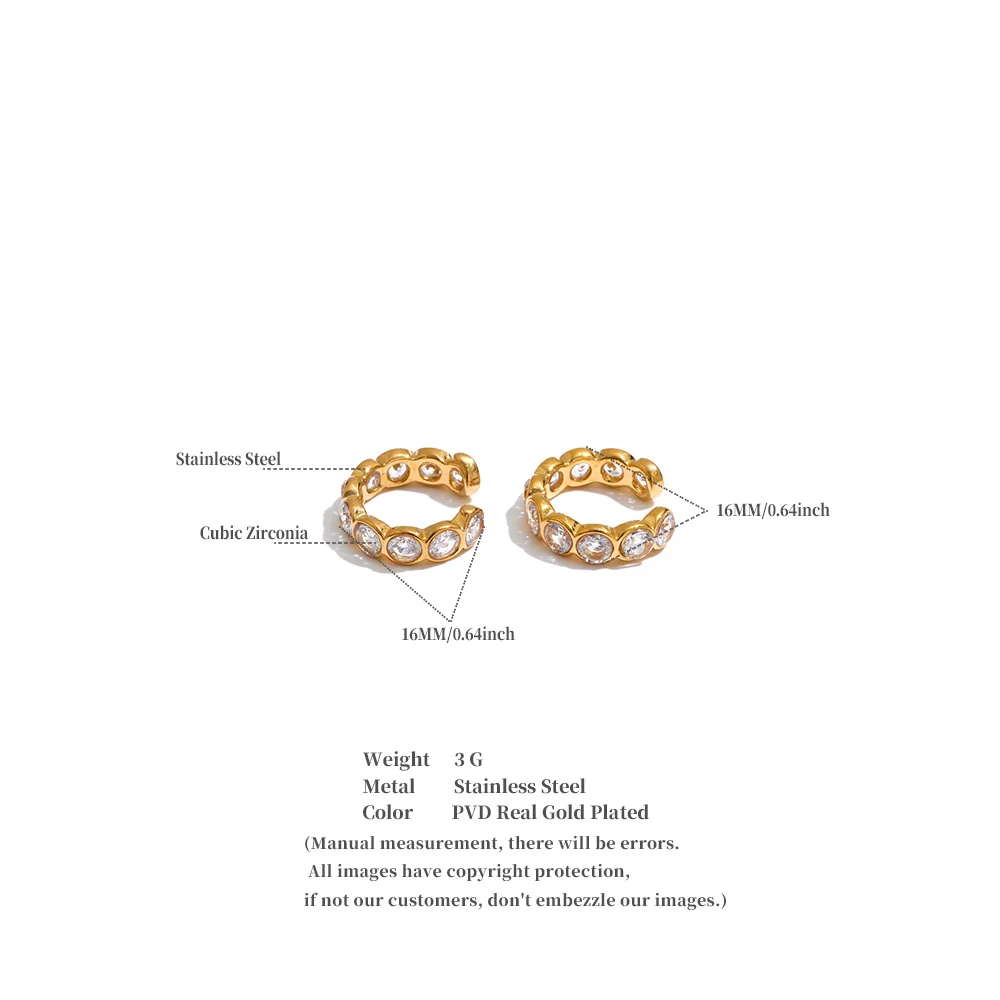 Yhpup Edelstahl-Ohrringe mit kubischem Zirkonia, wasserdicht, hochwertig, ohne Piercing, zarter Alltagsschmuck – Detail 1