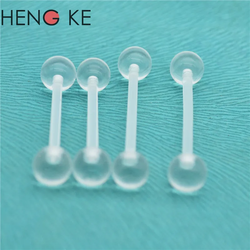 New Clear Bioflex Tongue Bar Barbell Rings Straight Pregnancy Maternity Bar Body Piercing Retainer 1.6mm Nickel Allergy Free