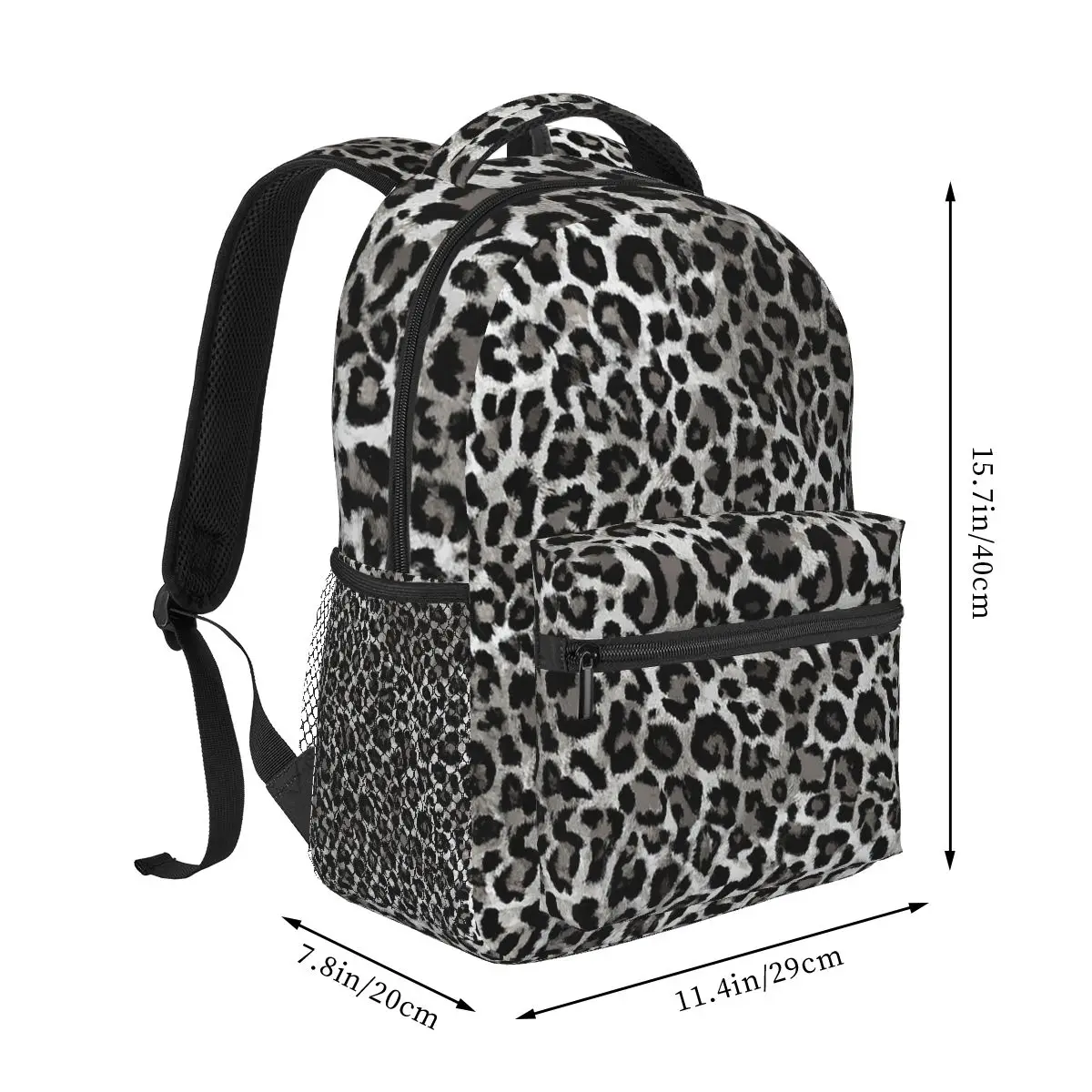 

Grey Leopard And Cheetah Spot Backpack Hot Sale Daypack Large Capacity Boys Girls BookBag School Bag Shoulder Bags for Men Women