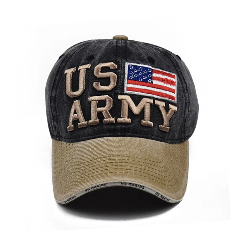 Men Women Baseball Cap USA Flag 3D Embroidery Outdoor Sports Snapback Army Fans Hip Hop Cotton Tactical Summer Sun Hats EP0384