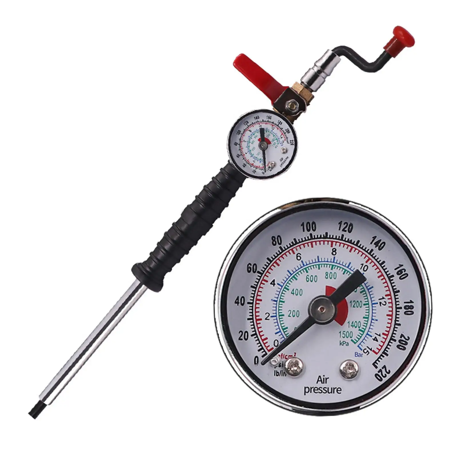 

Hand Operated Tire Inflator for Truck Tires Tire Inflation Tool Portable Metal Structure, with Gauge Hand Pump