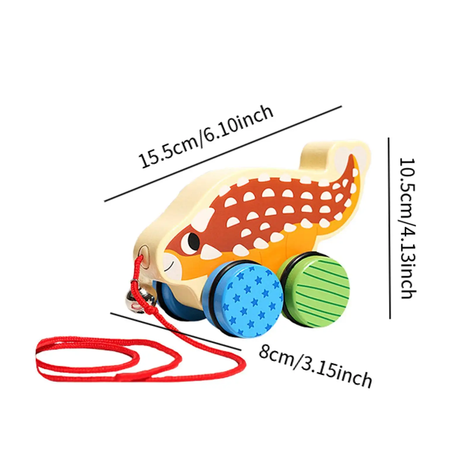 Pull Along Toy with String,Walking Wooden Toy Early Development Animal Push and